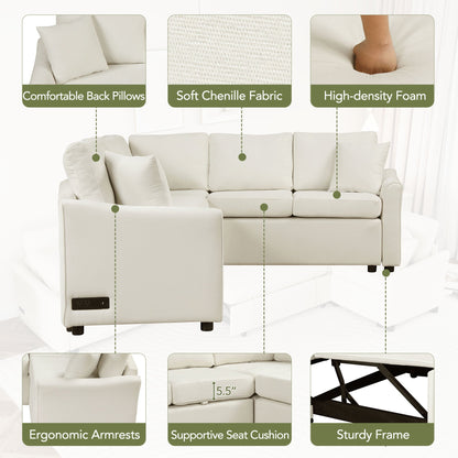 124.8 Shaped Sofa Convertible Sofa Bed Pull ut SofOa Sleeper