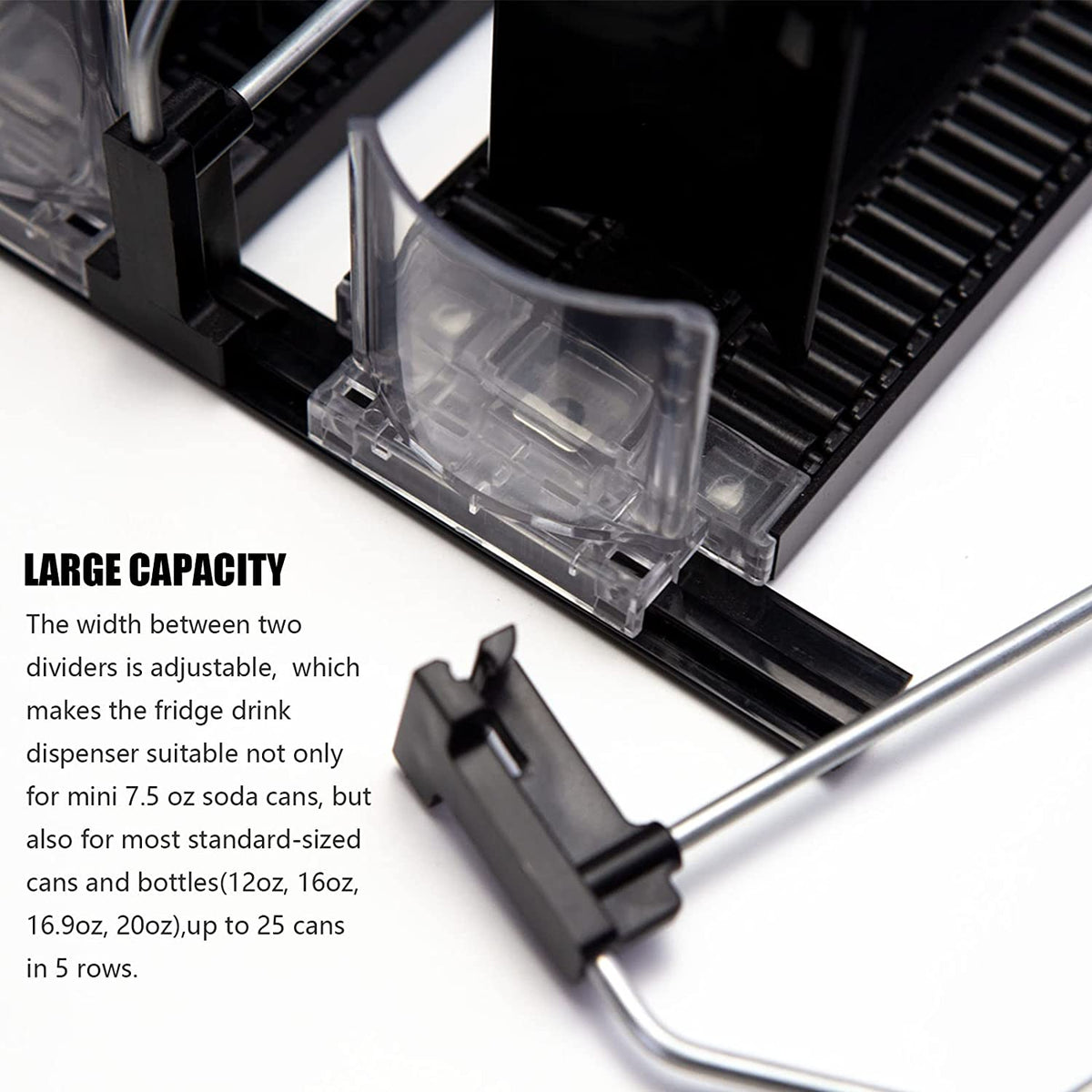 Drink Organizer for Fridge, Self-Pushing Soda Can Dispenser 5 Row Adjustable