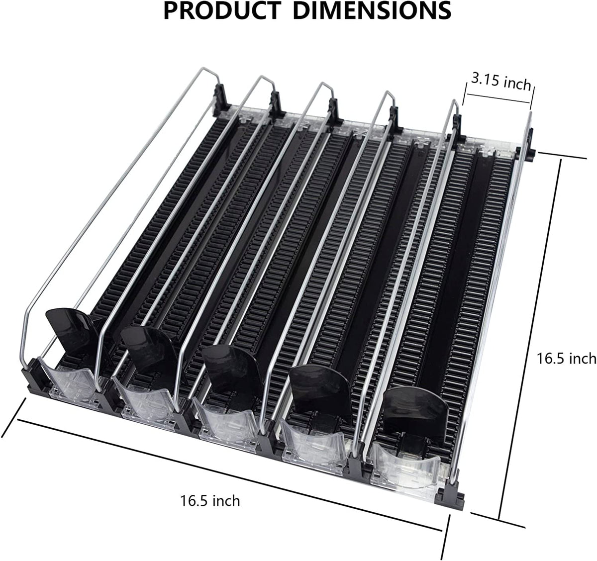 Drink Organizer for Fridge, Self-Pushing Soda Can Dispenser 5 Row Adjustable