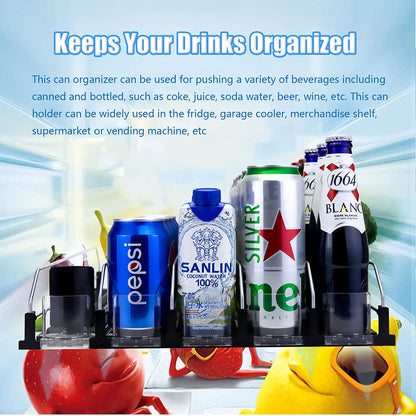 Drink Organizer for Fridge, Self-Pushing Soda Can Dispenser 5 Row Adjustable