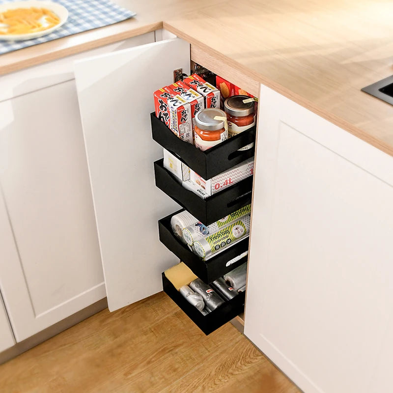 Low MOQ Home Kitchen Storage Shelf Sliding Out Pantry Organization