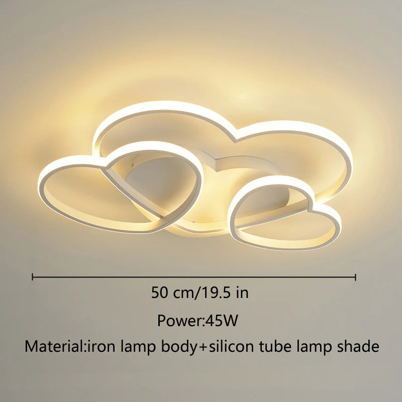 Led Light for Women Princess Heart Shape Ceiling Bedroom Lights Lamp