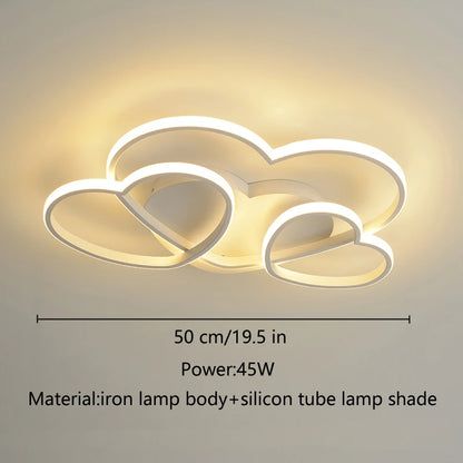 Led Light for Women Princess Heart Shape Ceiling Bedroom Lights Lamp