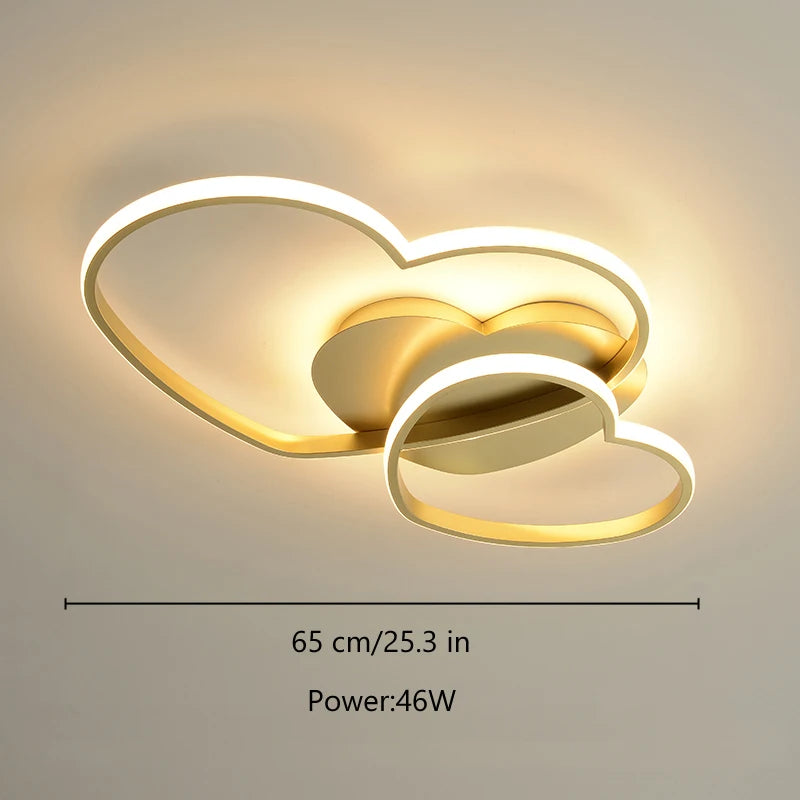 Led Light for Women Princess Heart Shape Ceiling Bedroom Lights Lamp
