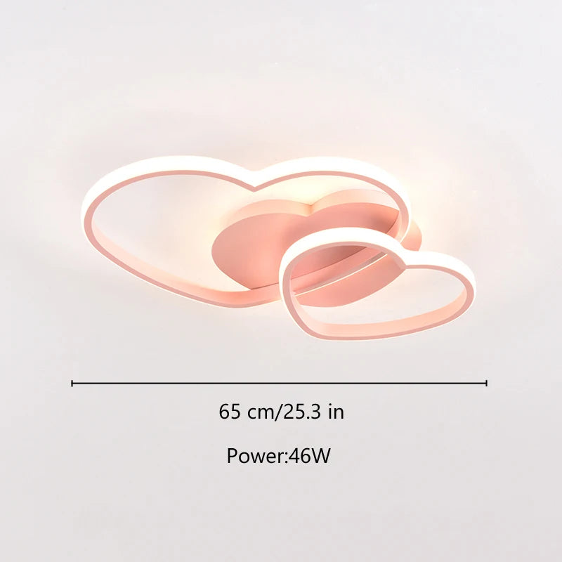 Led Light for Women Princess Heart Shape Ceiling Bedroom Lights Lamp