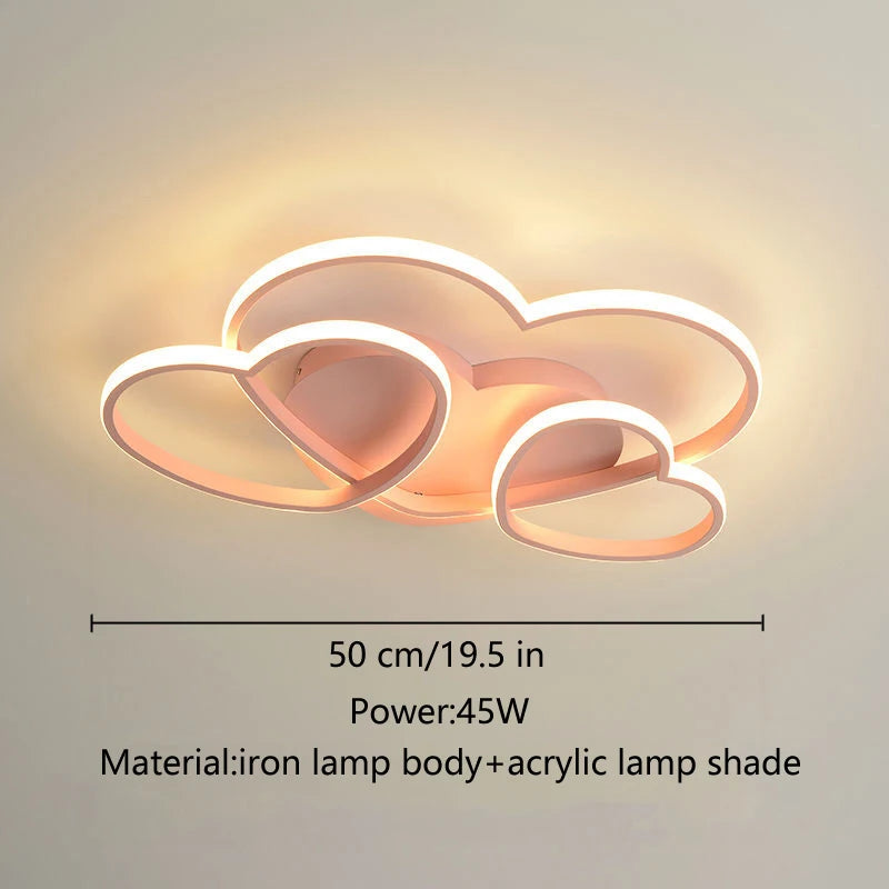 Led Light for Women Princess Heart Shape Ceiling Bedroom Lights Lamp