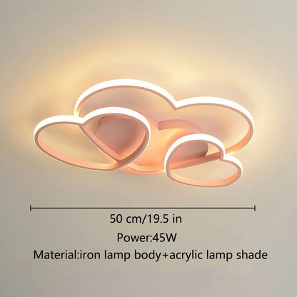 Led Light for Women Princess Heart Shape Ceiling Bedroom Lights Lamp