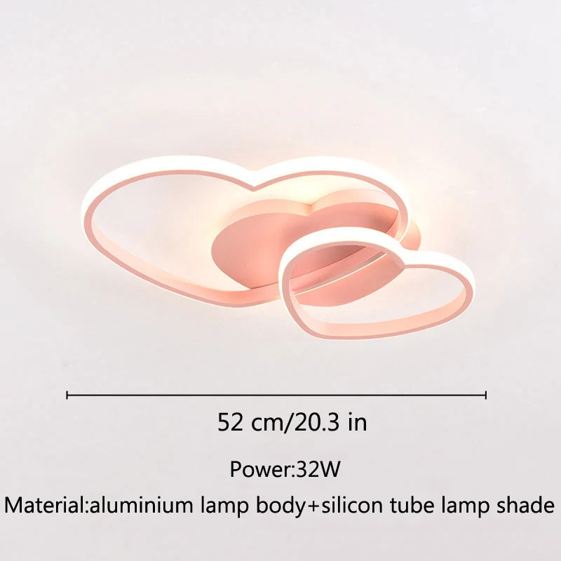 Led Light for Women Princess Heart Shape Ceiling Bedroom Lights Lamp