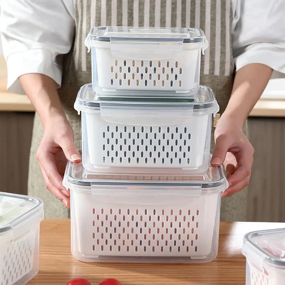 Organizer Fresh Vegetable Fruit Boxes Drain Basket Storage