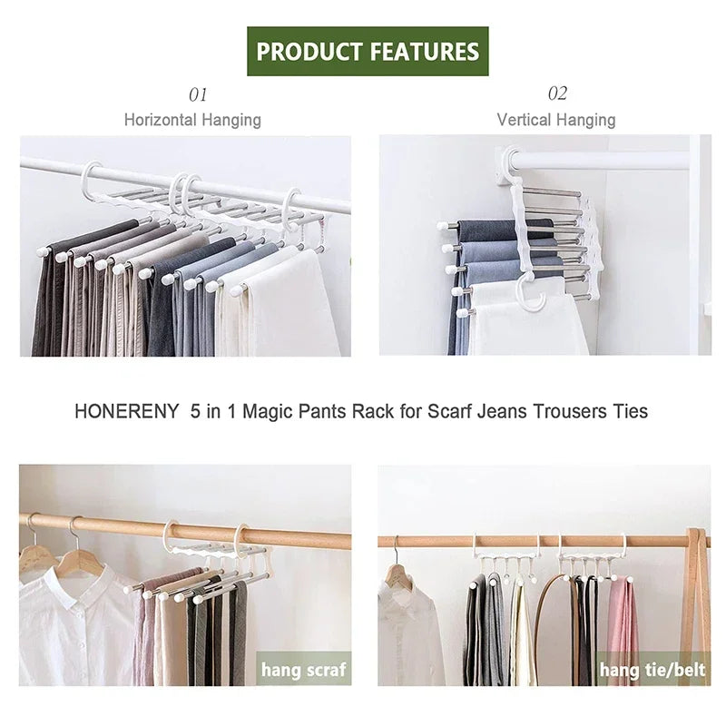 Adjustable Multiple Fold Pants Hangers Pants Rack Hangers for Pants Clothes