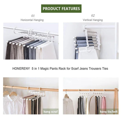 Adjustable Multiple Fold Pants Hangers Pants Rack Hangers for Pants Clothes