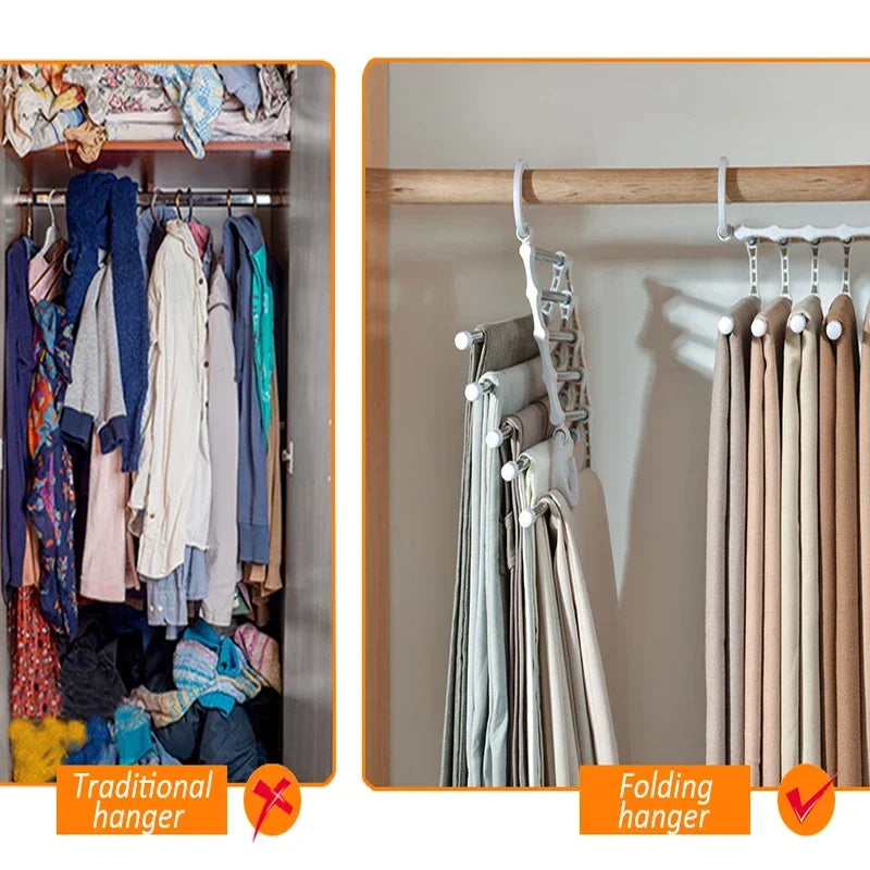 Adjustable Multiple Fold Pants Hangers Pants Rack Hangers for Pants Clothes