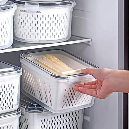 Organizer Fresh Vegetable Fruit Boxes Drain Basket Storage