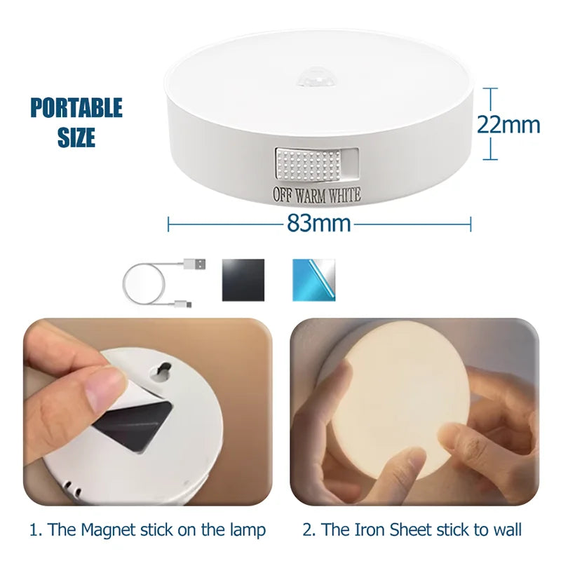 Motion Sensor Light USB Rechargeable Night Light LED Lamp