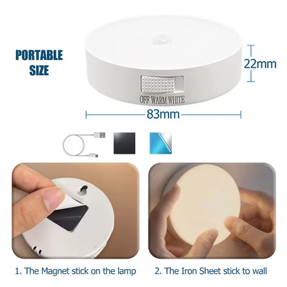 Motion Sensor Light USB Rechargeable Night Light LED Lamp