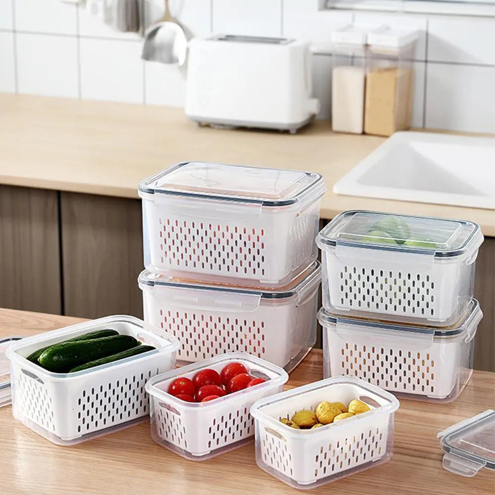 Organizer Fresh Vegetable Fruit Boxes Drain Basket Storage