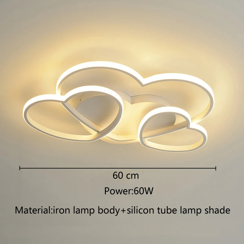 Led Light for Women Princess Heart Shape Ceiling Bedroom Lights Lamp