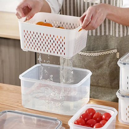 Organizer Fresh Vegetable Fruit Boxes Drain Basket Storage