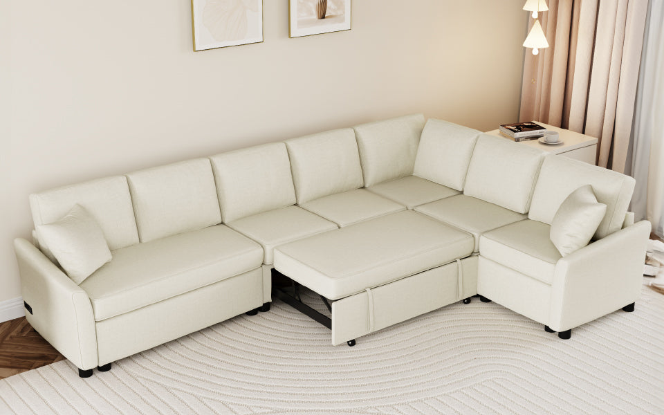 124.8 Shaped Sofa Convertible Sofa Bed Pull ut SofOa Sleeper