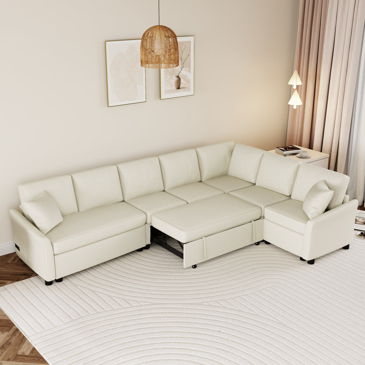 124.8 Shaped Sofa Convertible Sofa Bed Pull ut SofOa Sleeper